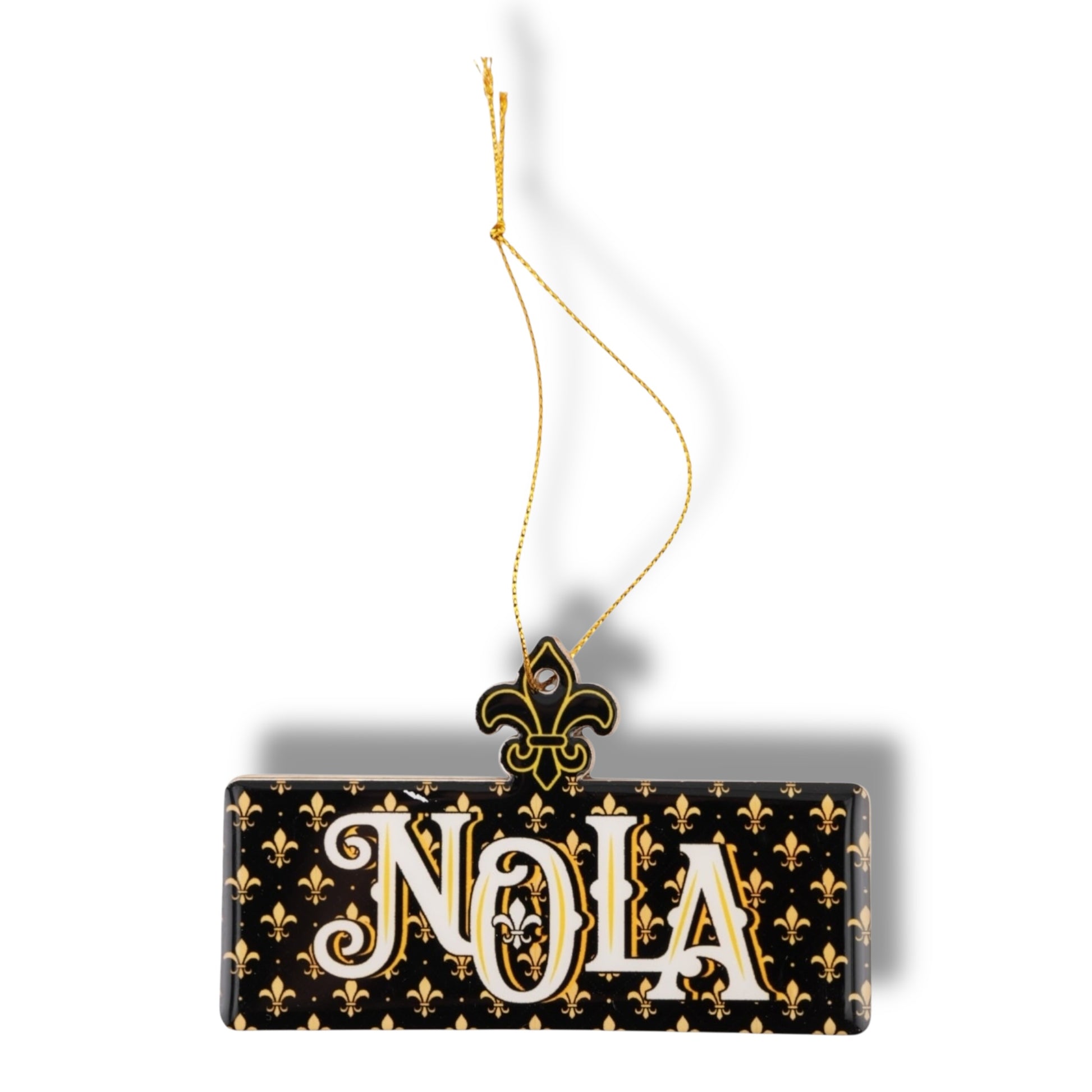 NOLA Black & Gold Wooden Street Sign Ornament - local art, durable - Holiday Ornaments - New Orleans Souvenir - BACK