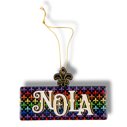 NOLA Rainbow Wooden Street Sign Ornament - Holiday Ornaments - New Orleans Souvenir - BACK