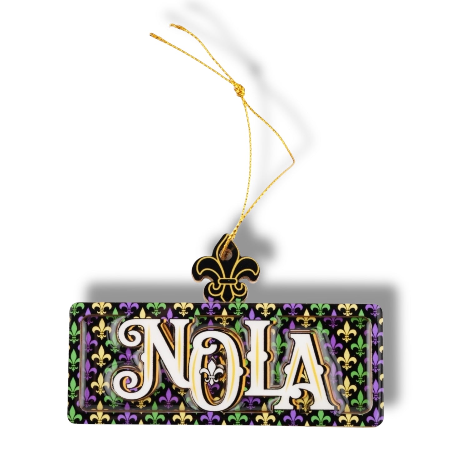 NOLA Mardi Gras Wooden Street Sign Ornament - local art, vibrant - Holiday Ornaments - New Orleans Souvenir