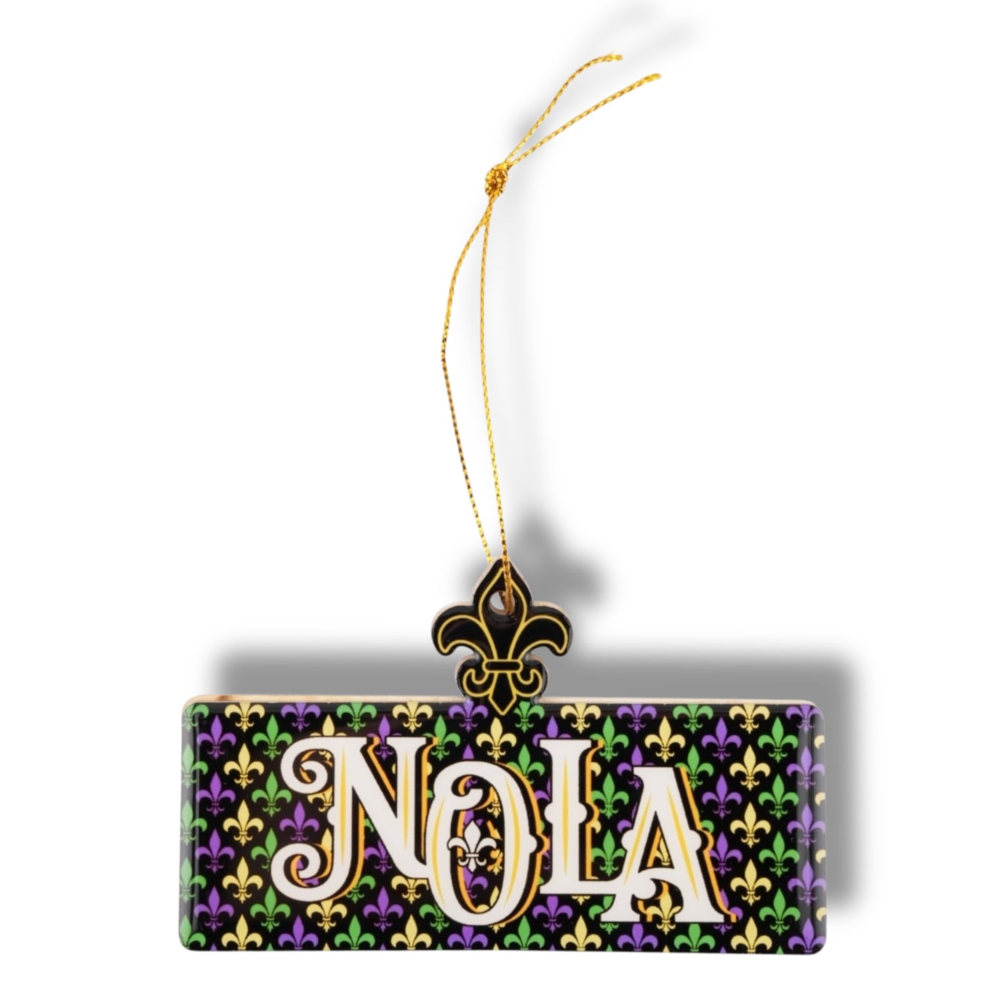 NOLA Mardi Gras Wooden Street Sign Ornament - local art, vibrant - Holiday Ornaments - New Orleans Souvenir - BACK