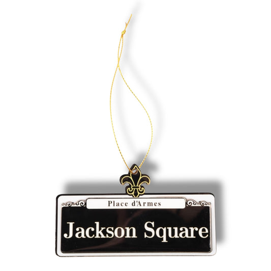 Jackson Square Wooden Street Sign Ornament - local art - Holiday Ornaments - New Orleans Souvenir
