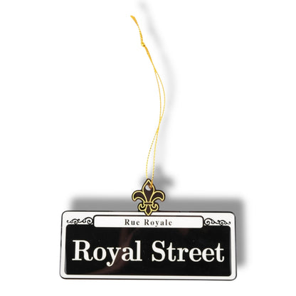 Royal Street Wooden Street Sign Ornament - local art, durable - Holiday Ornaments - New Orleans Souvenir - BACK