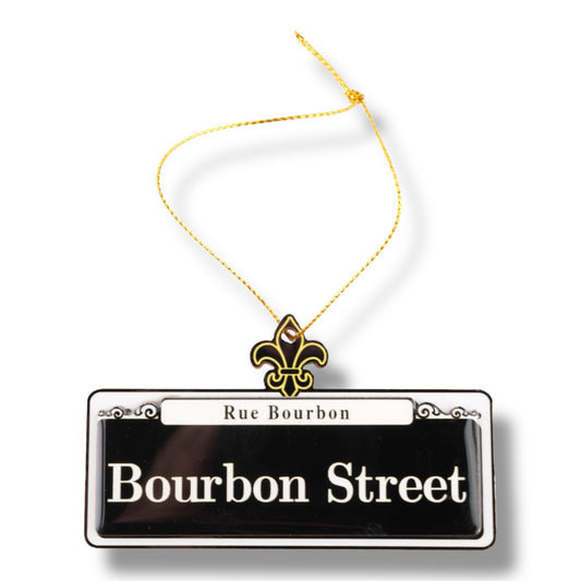 Bourbon Street Wooden Street Sign Ornament - Holiday Ornaments - New Orleans Souvenir
