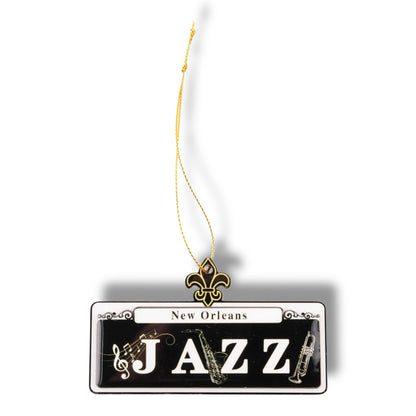 Jazz Music Wooden Street Sign Ornament - local art - Holiday Ornaments - New Orleans Souvenir