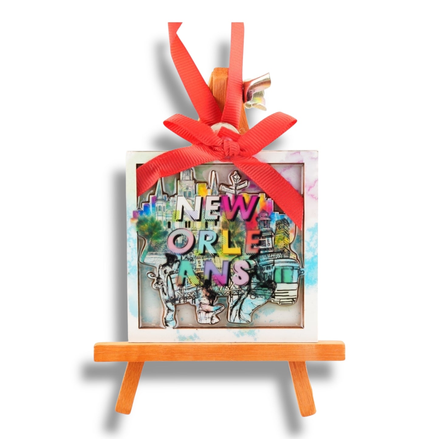 New Orleans Fun Colors Wooden Ornament - Holiday Ornaments