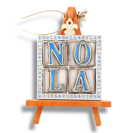 NOLA White & Blue Wooden Ornament - local art - Holiday Ornaments - New Orleans Souvenir