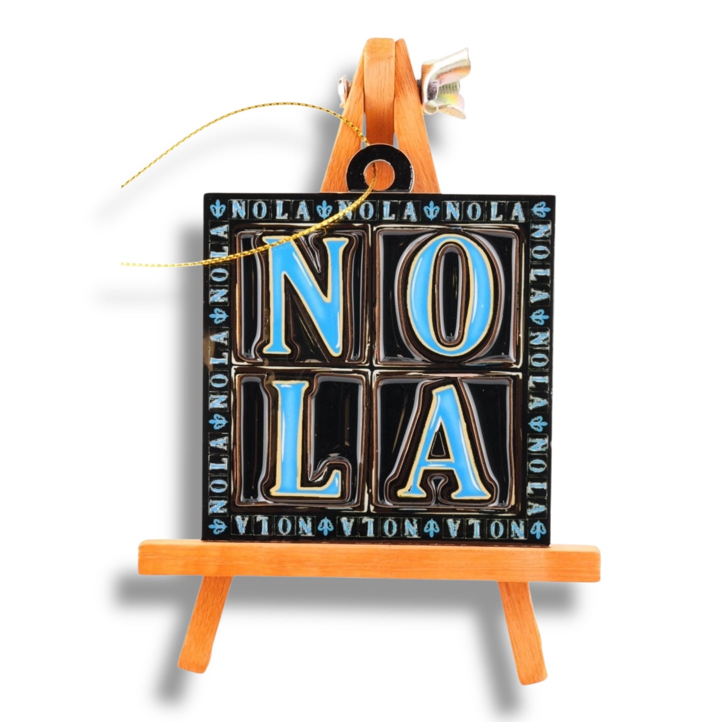 NOLA Black & Blue Wooden Ornament - local art - Holiday Ornaments - New Orleans Souvenir