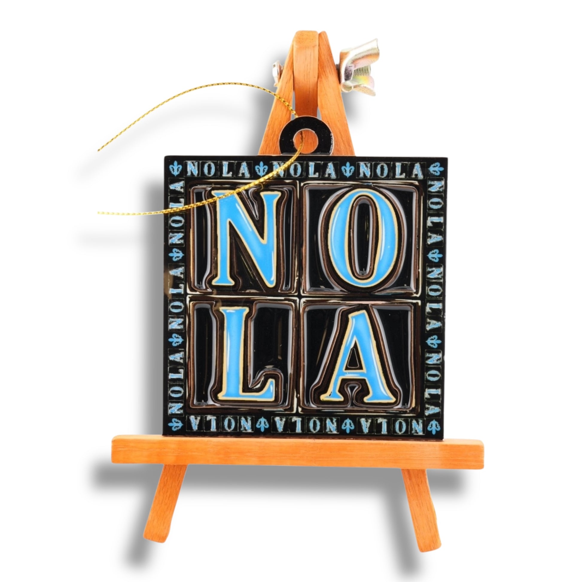 NOLA Black & Blue Wooden Ornament - local art - Holiday Ornaments - New Orleans Souvenir
