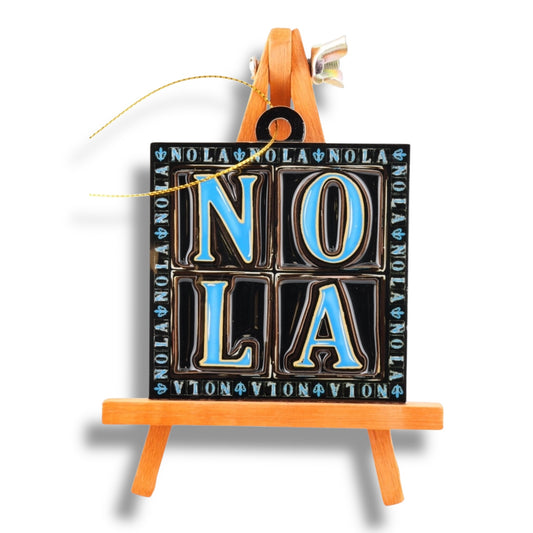 NOLA Black & Blue Wooden Ornament - local art - Holiday Ornaments - New Orleans Souvenir