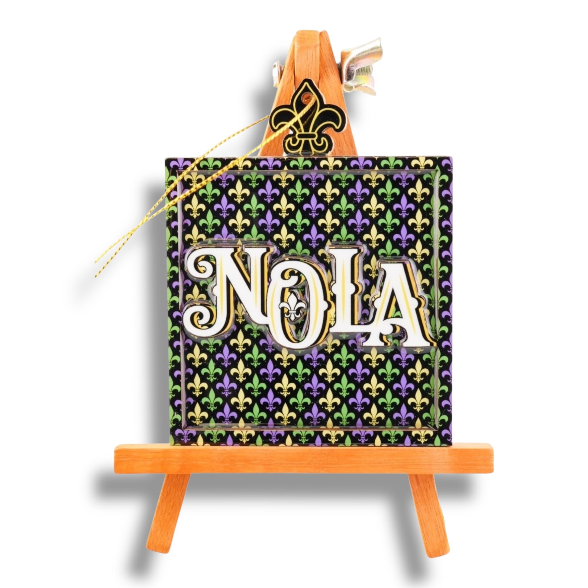 NOLA Mardi Gras Wooden Ornament - Holiday Ornaments - New Orleans Souvenir