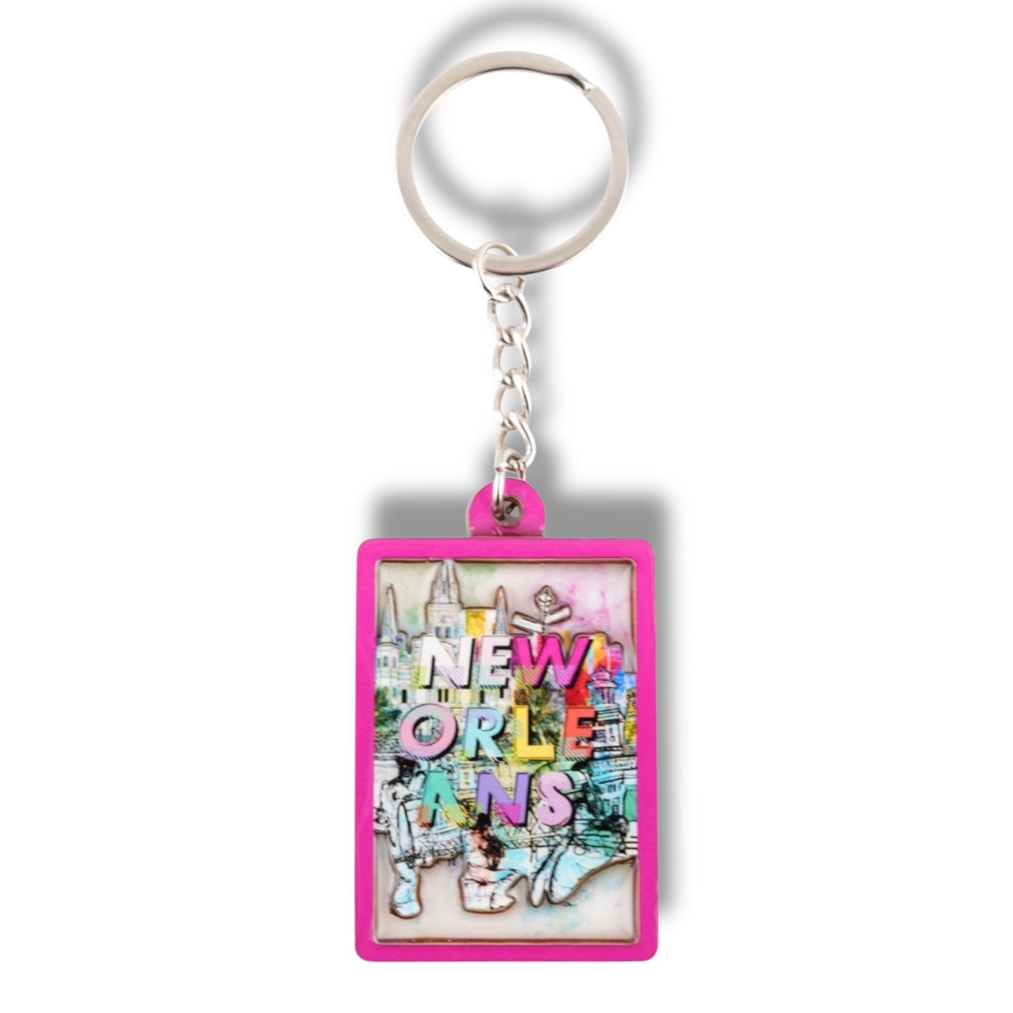New Orleans Fun Colors Wooden Keychain - Keychains
