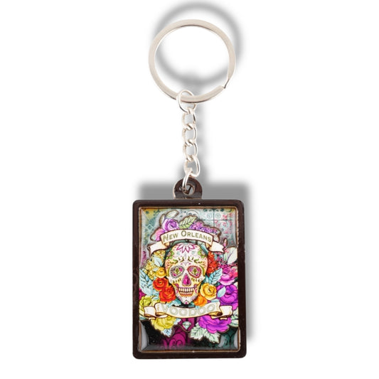 Green Voodoo Skeleton Wooden Keychain - Keychains - New Orleans Souvenir