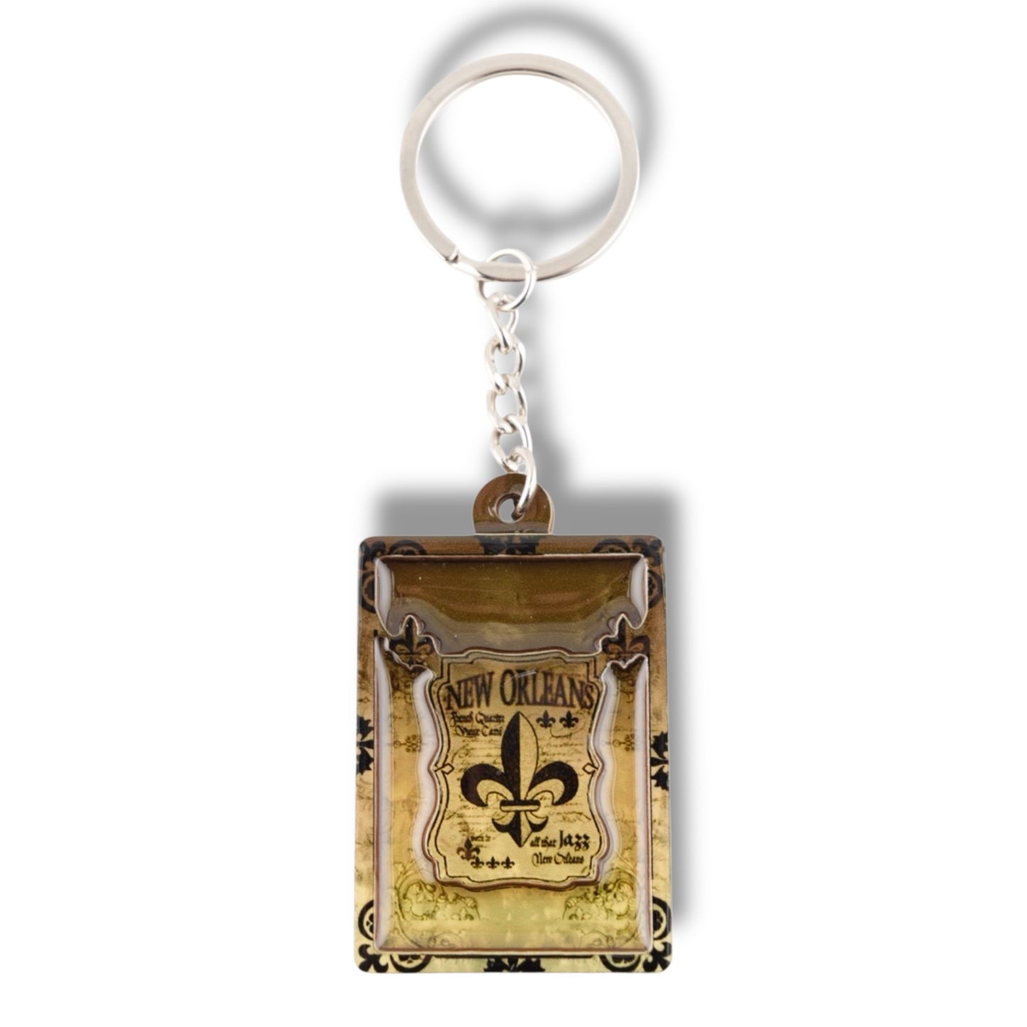 Fleur De Lis Black & Gold Wooden Keychain - vibrant - Keychains - New Orleans Souvenir