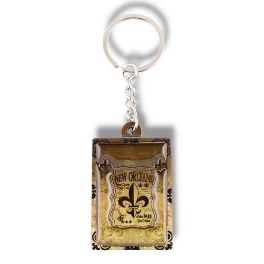 Fleur De Lis Black & Gold Wooden Keychain - vibrant - Keychains - New Orleans Souvenir