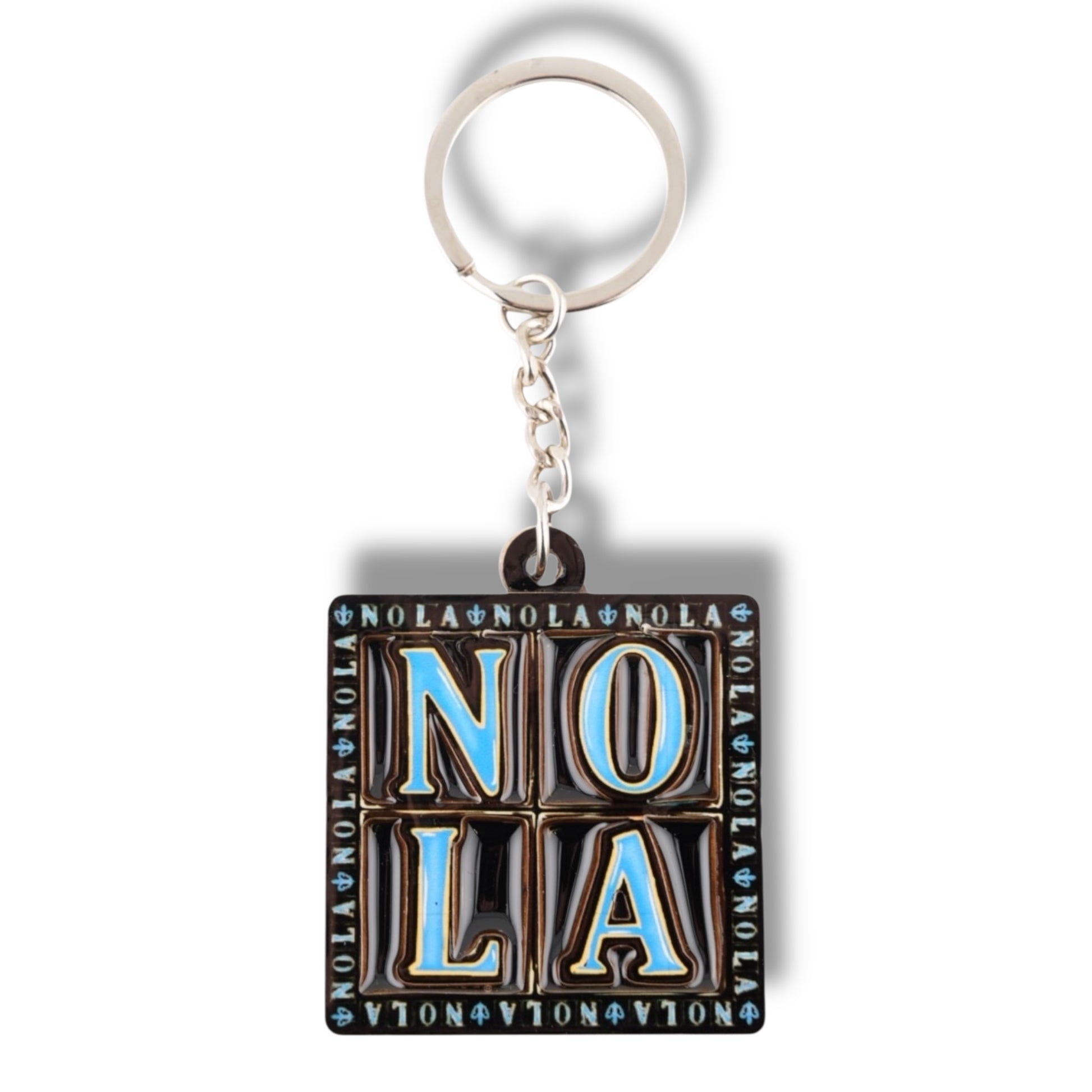 NOLA Black & Blue Wooden Keychain - Keychains - New Orleans Souvenir