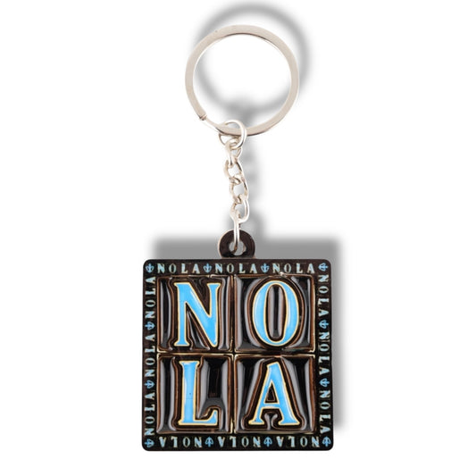 NOLA Black & Blue Wooden Keychain - Keychains - New Orleans Souvenir