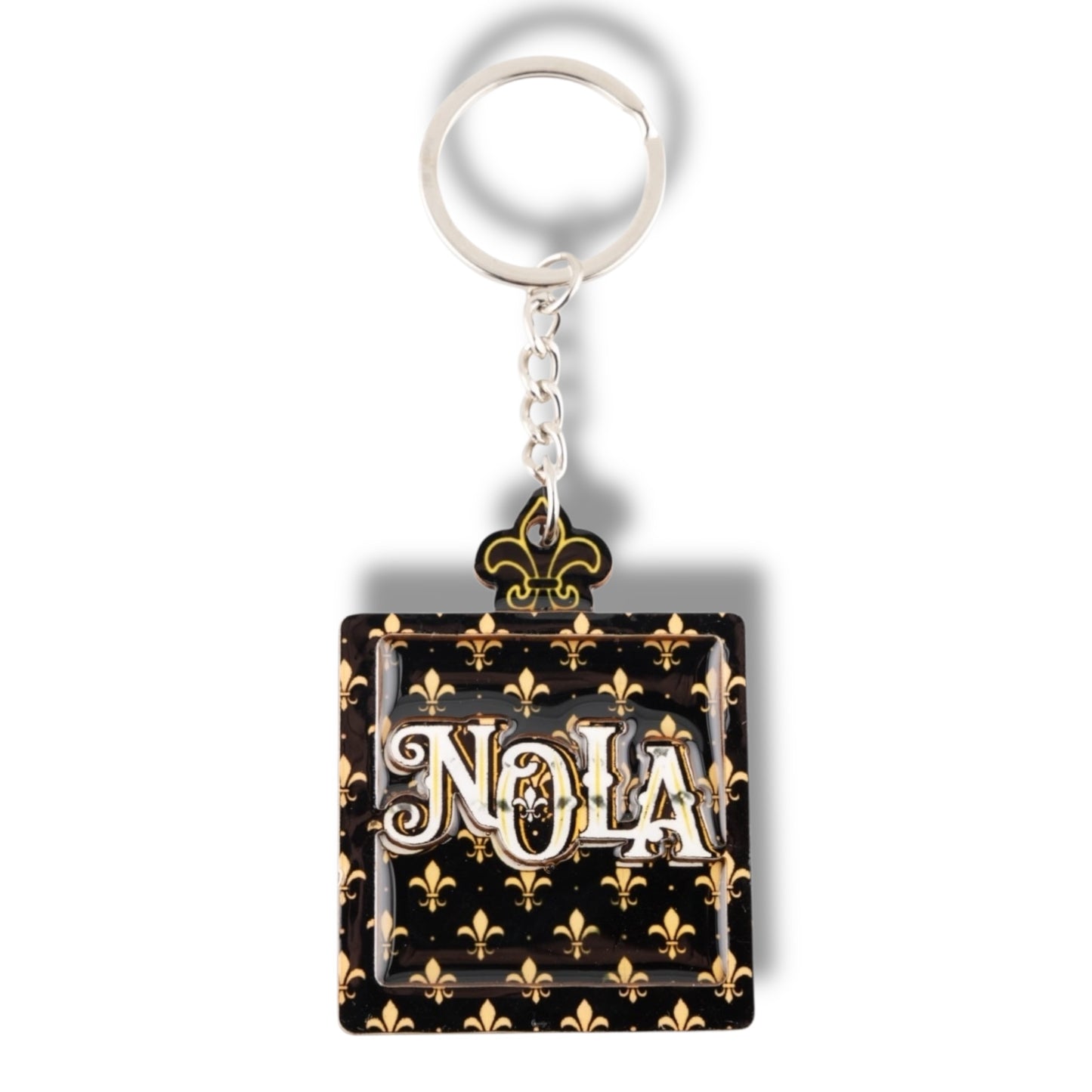 NOLA Black & Gold Wooden Keychain - Keychains - New Orleans Souvenir