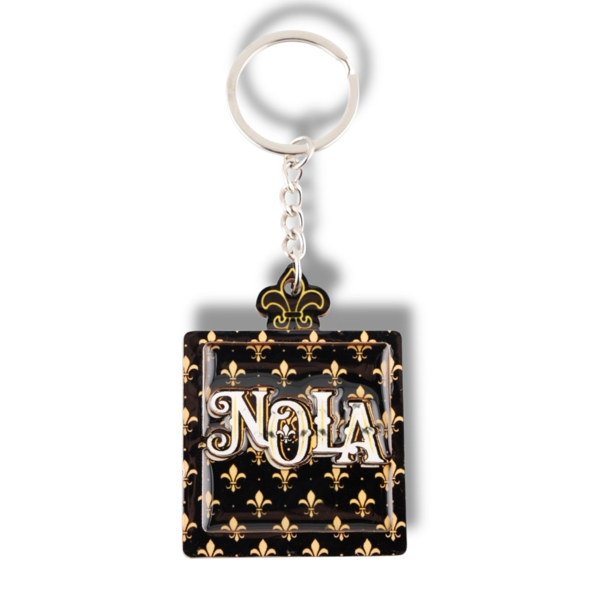NOLA Black & Gold Wooden Keychain - Keychains - New Orleans Souvenir