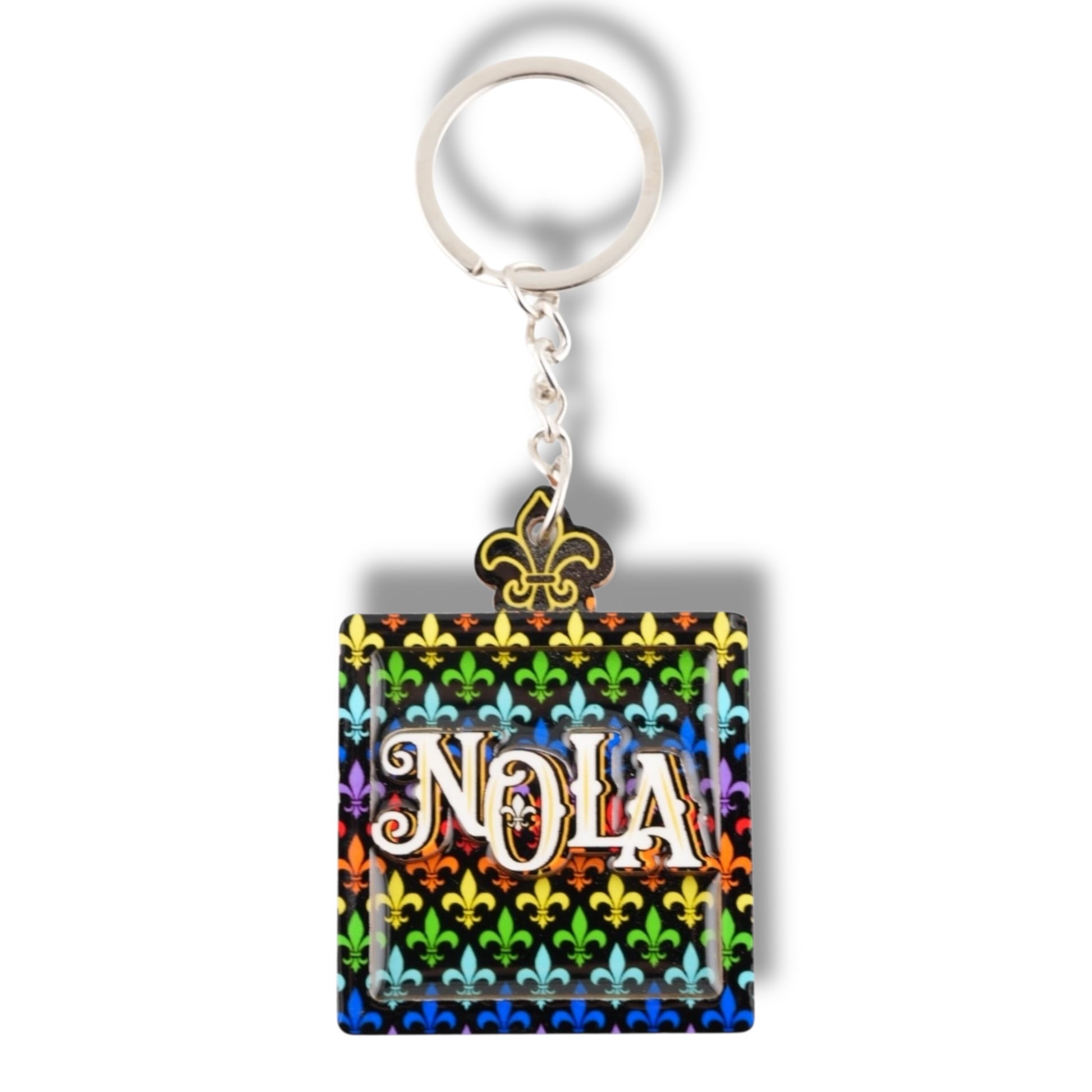 NOLA Rainbow Wooden Keychain - Keychains - New Orleans Souvenir