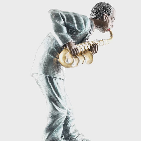 New Orleans Jazz Sax Player With Wooden Base - Statues, Figurines & Sculptures - Local Art - Locally Designed - Video