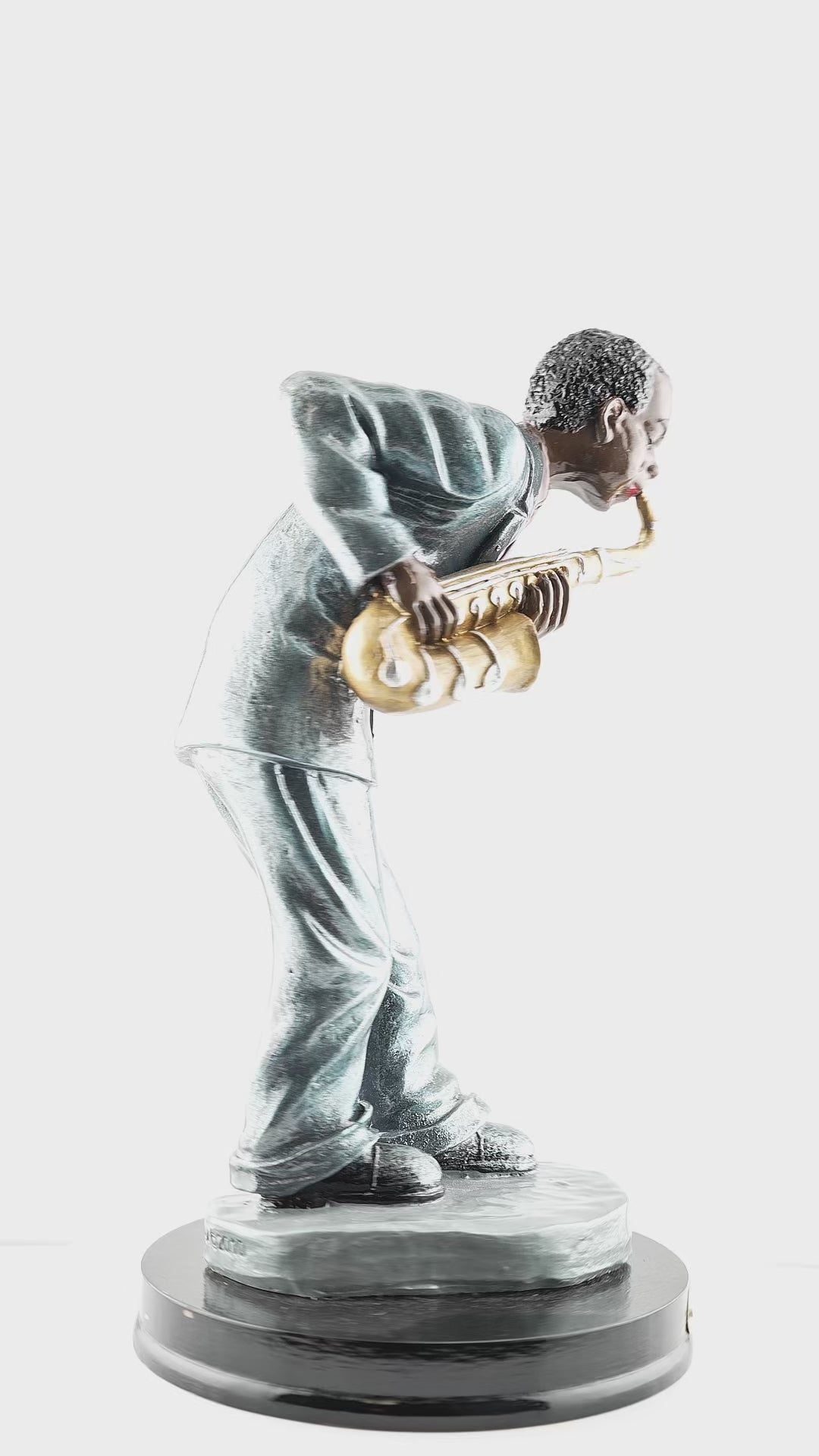 New Orleans Jazz Sax Player With Wooden Base - Statues, Figurines & Sculptures - Local Art - Locally Designed - Video