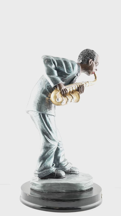 New Orleans Jazz Sax Player With Wooden Base - Statues, Figurines & Sculptures - Local Art - Locally Designed - Video